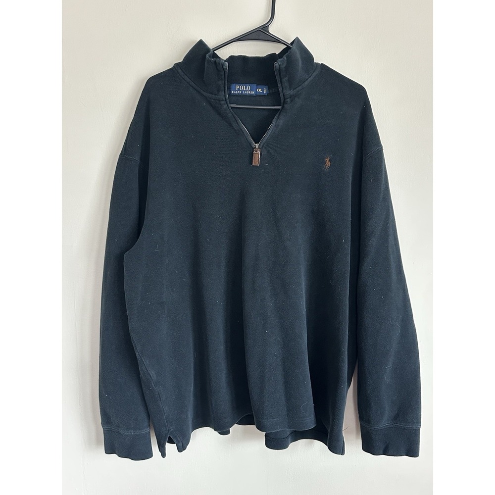Polo Ralph Lauren 1/4 Zip Long Sleeve Pullover Cotton Black 2XL Big & Tall